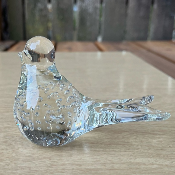 Vintage Clear Glass Song Bird Figurine Paperweight - Picture 16 of 16